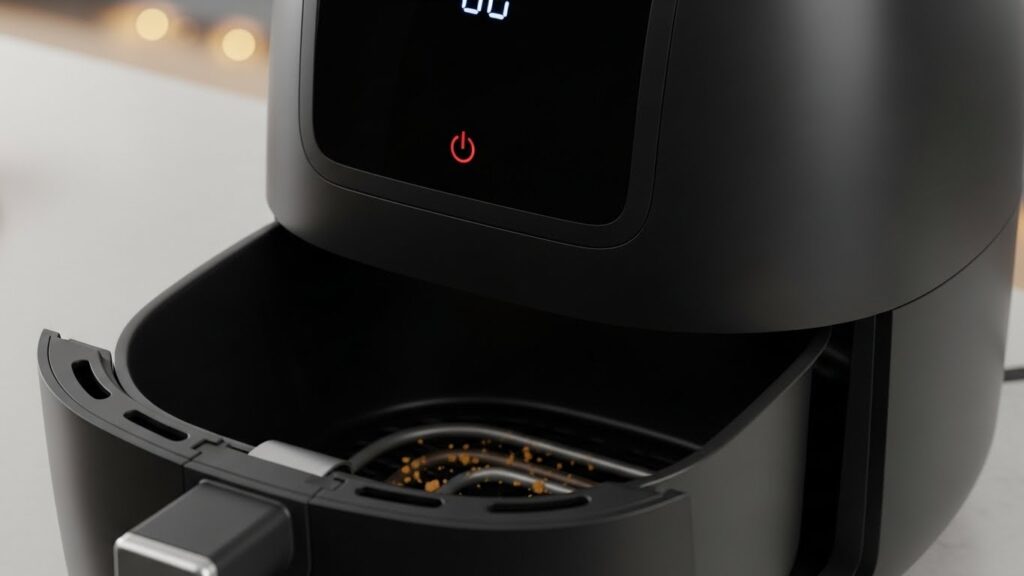 Air fryer basket safety switch preventing power