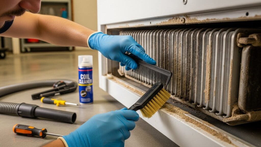 Cleaning condenser coils to improve freezer cooling and fix freezer not freezing enough