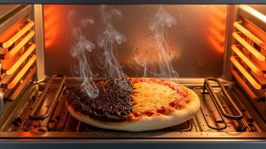 Toaster oven not heating evenly with burned food on one side