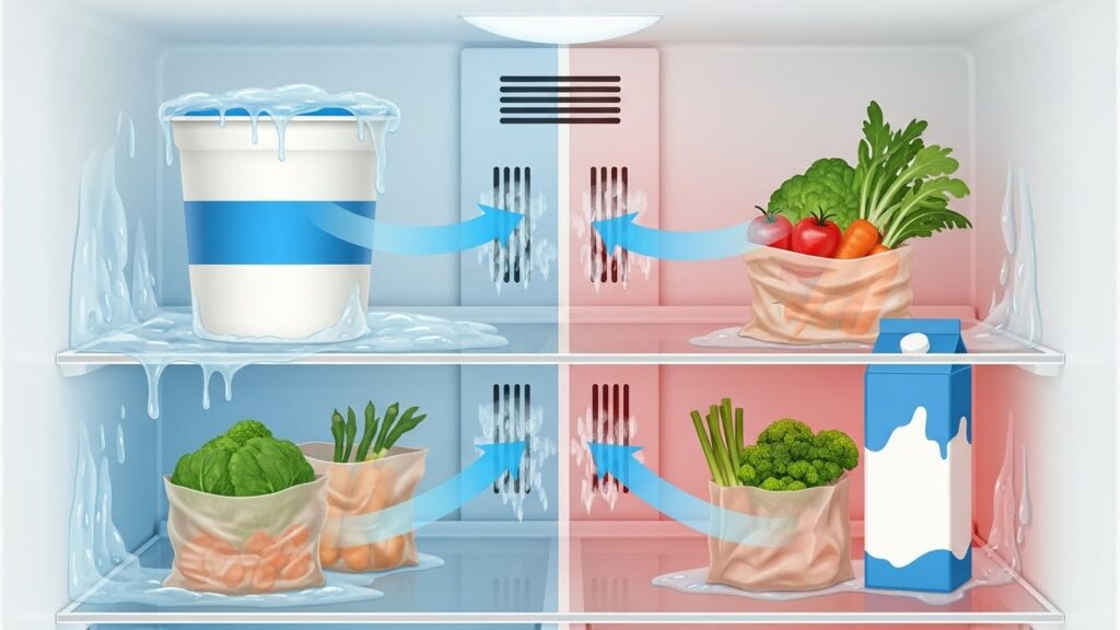 Blocked refrigerator air vents causing uneven cooling