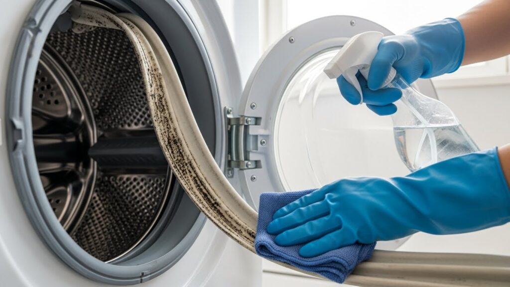 Cleaning washing machine gasket with vinegar solution