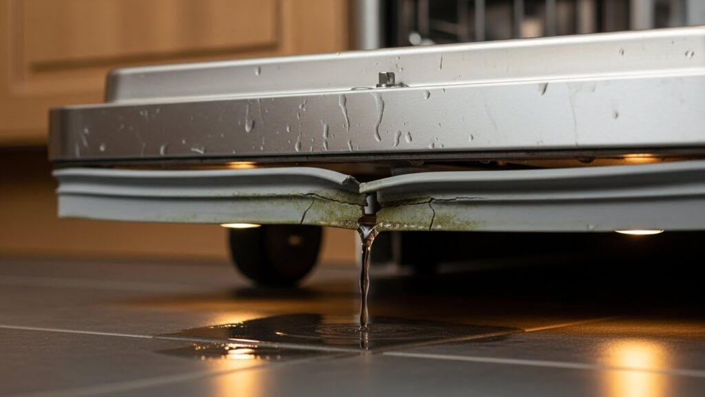 Dishwasher door gasket worn causing water leak