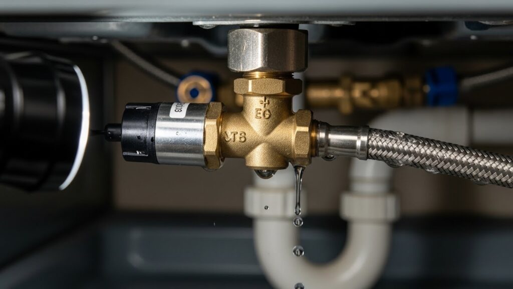 Dishwasher inlet valve and hose leak inspection