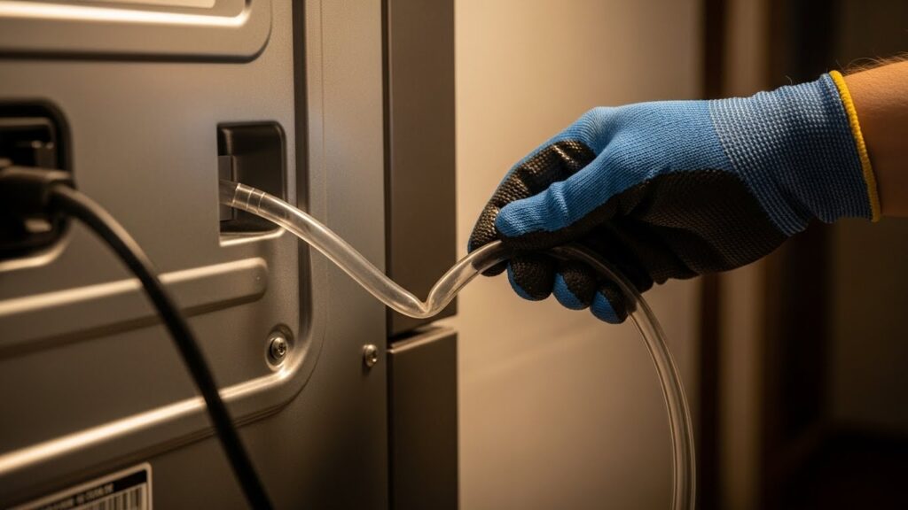 Checking refrigerator water supply line for kinks