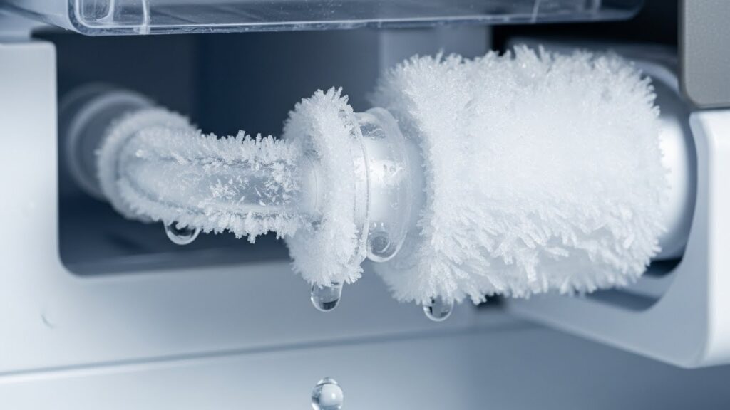 Frozen water line causing ice maker not working