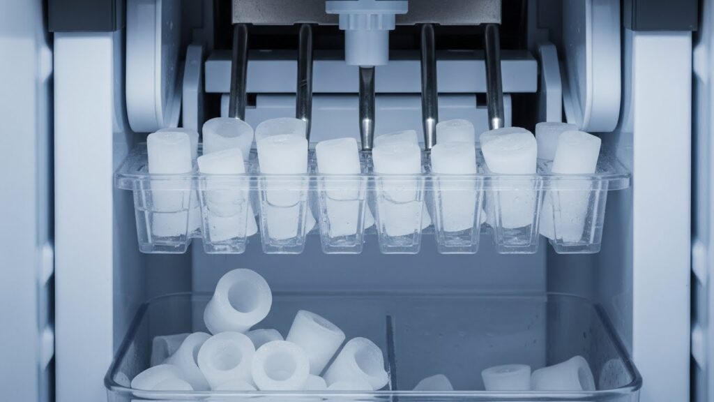 Ice maker making small hollow ice cubes