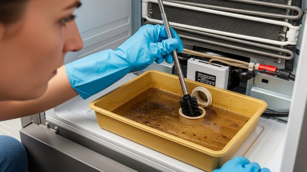 Cleaning refrigerator drain pan to remove odor