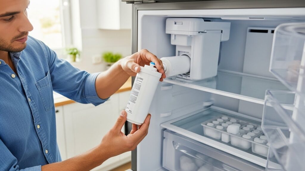 Replacing refrigerator water filter for ice maker