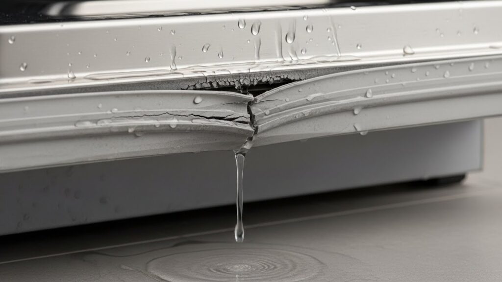 Dishwasher door gasket worn causing water leak