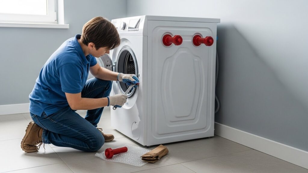 Removing shipping bolts from new washing machine