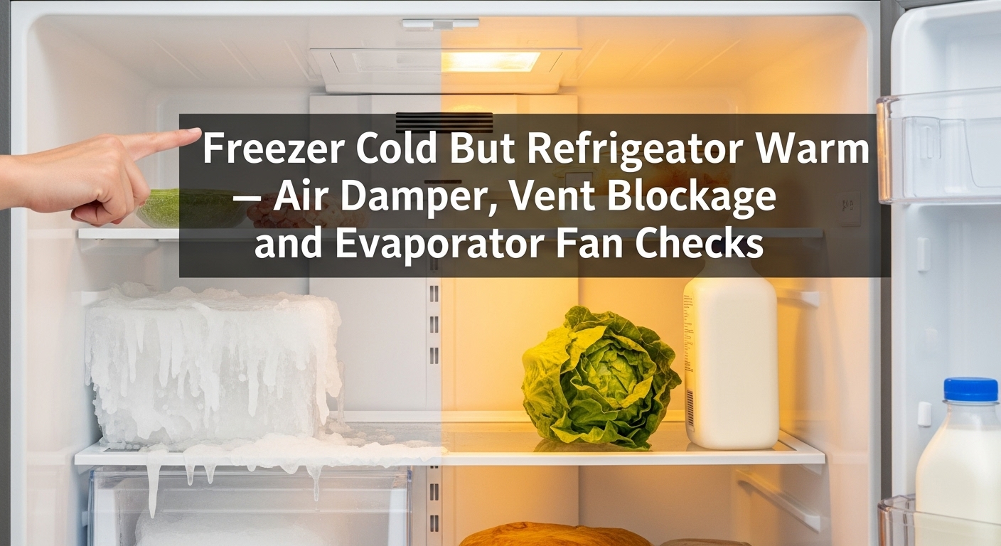 Freezer Cold But Refrigerator Warm — Air Damper, Vent Blockage, and Evaporator Fan Checks