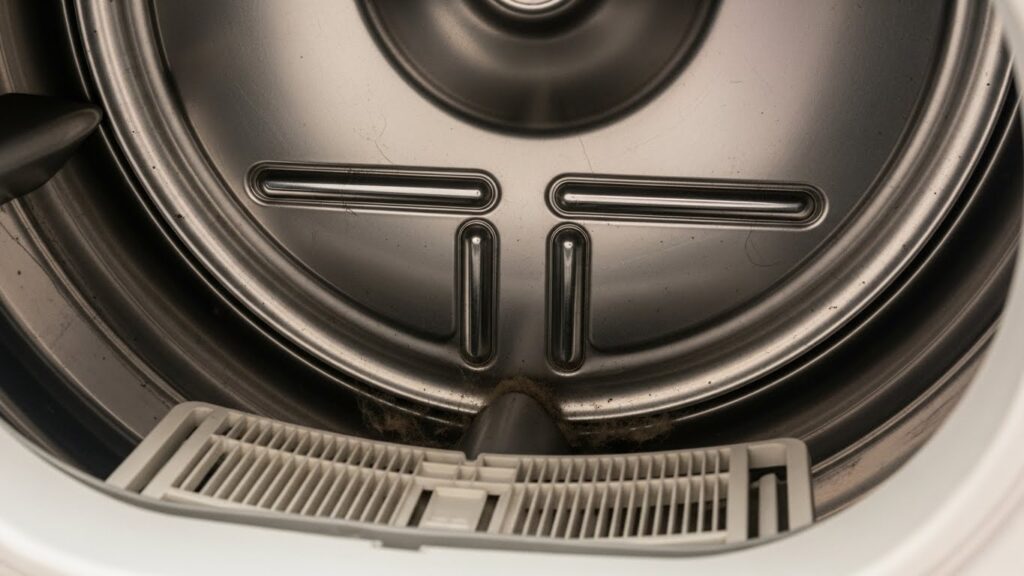 Location of moisture sensor bars inside a dryer drum near the lint filter area