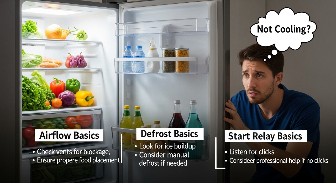 Refrigerator light on but not cooling