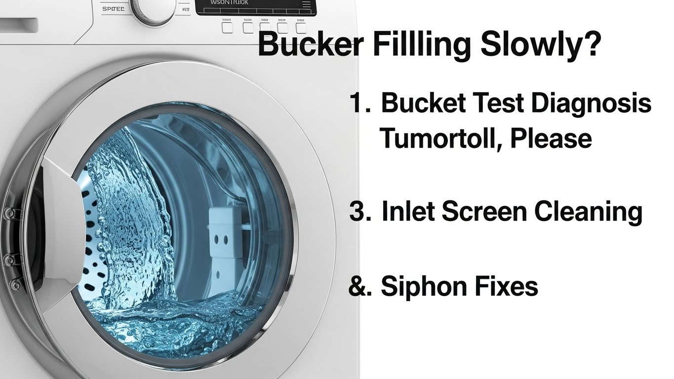 Washer Filling Slowly Bucket Test Diagnosis, Inlet Screen Cleaning, and Siphon Fixes