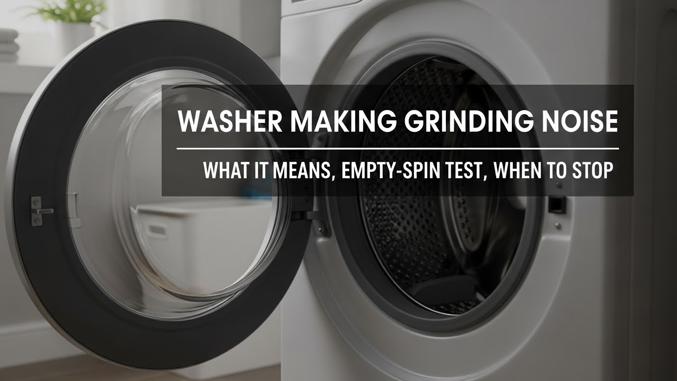 Washer Making Grinding Noise — What It Means, the Empty-Spin Test, and When to Stop